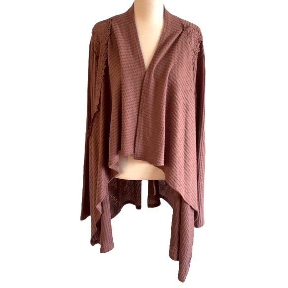 L Love NWT Cardigan Rose Pink 3XL Gauze Open Crochet Detail Long Sleeve - Picture 1 of 8